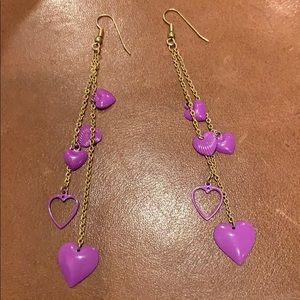 Purple Heart dangle earrings